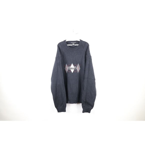 NOS Vintage 90s Marithe Francois Girbaud Mens 3XL Spell Out Argyle Knit Sweater